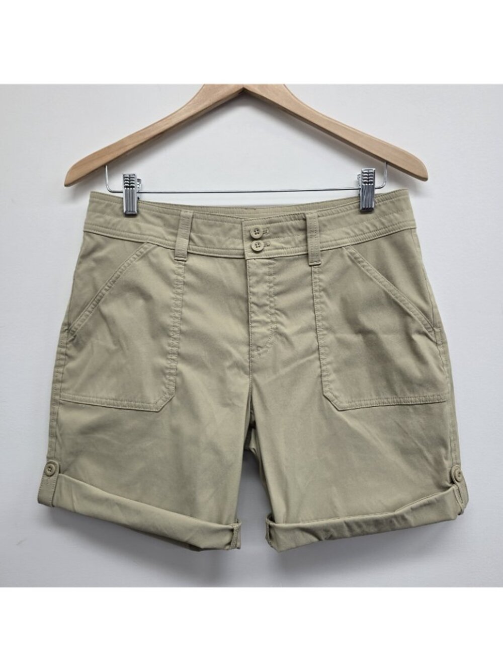 Eddie Bauer Roll Tab Bermuda Shorts Size 8 Outdoor Hiking Gorpcore Stretch EUC - Picture 4 of 8